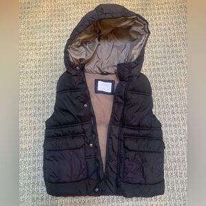 Zara Kids Black and Tan Puffer Vest
